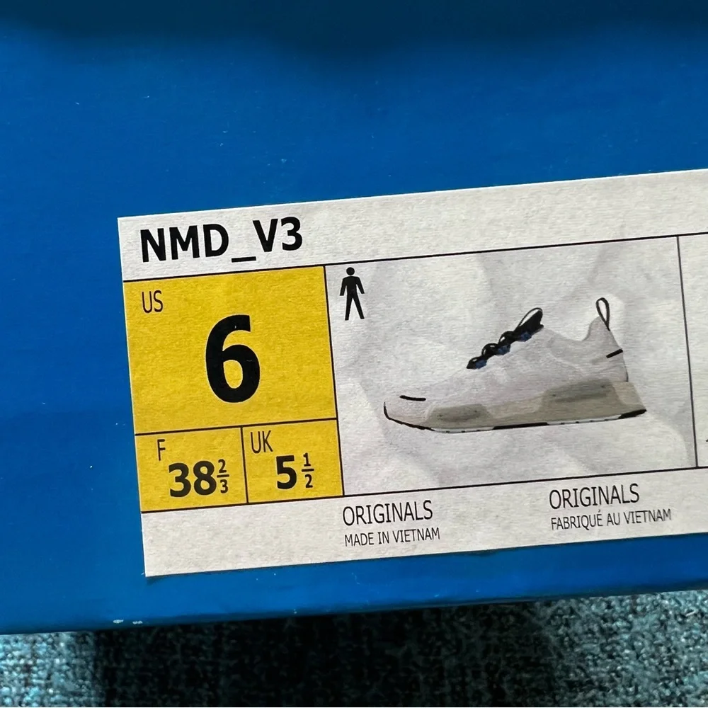 Adidas NMD V3 Sneakers in Crystal White Grey Blue Rush Mens Size 6 Athletic Shoe